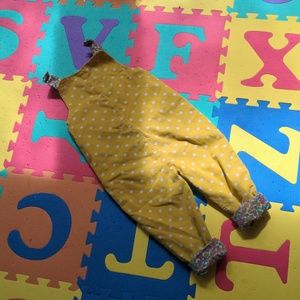 Mini Boden Yellow Polka Dot Overalls